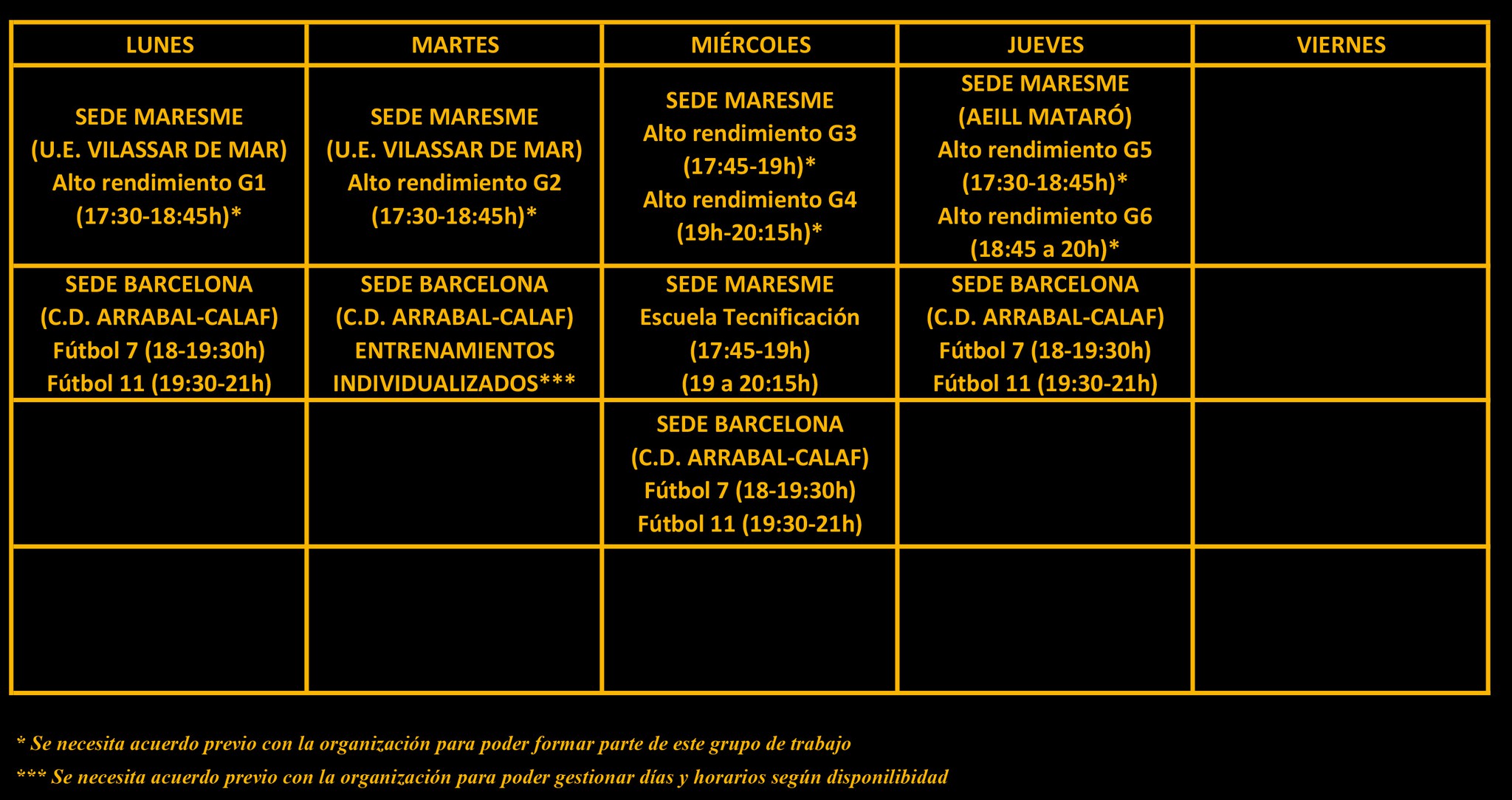 Sedes y Horarios 23-24